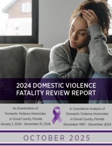 A woman stares off to the side and text describes a document